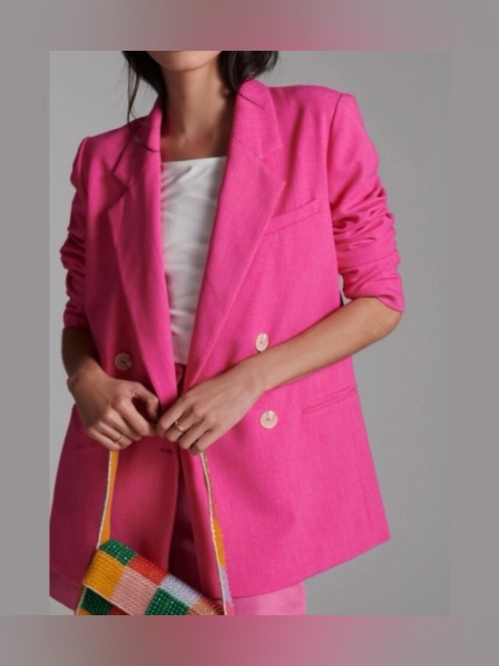 Anthropologie Jackets & Blazers - Anthropologie Hot Pink Double-Breasted Blazer